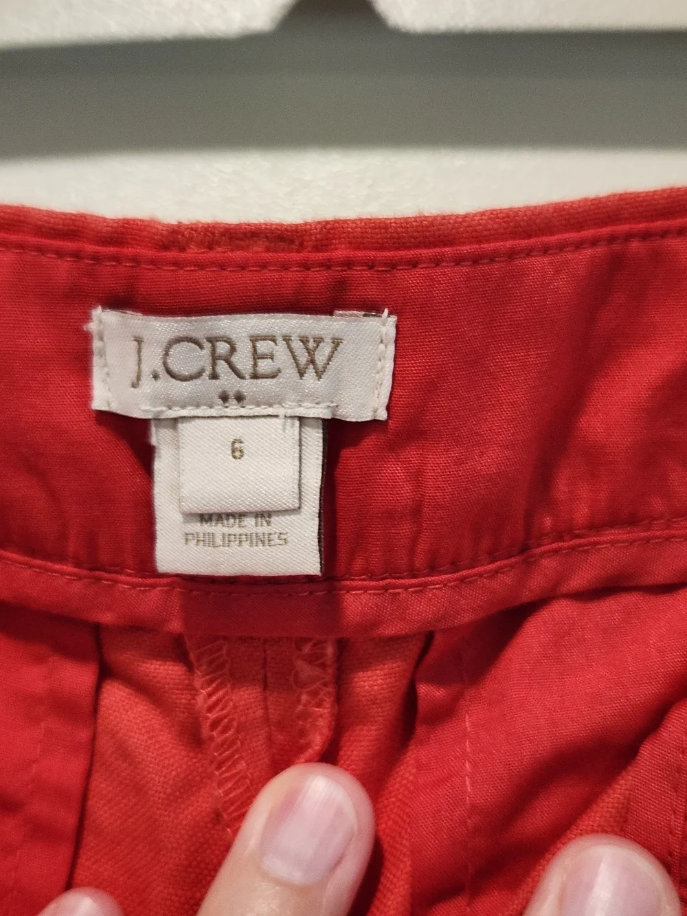J.CREW Women's Red Linen Cotton Scallop Hem Chino Shorts Classic Fit 6